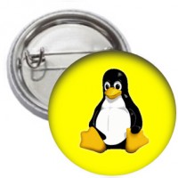 Ansteckbutton - Tux gelb