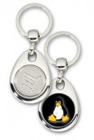 Schlüsselanhänger - Metall - Tux schwarz - Einkaufswagen-Chip