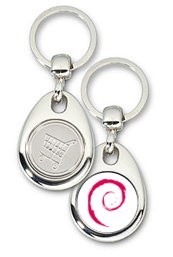 Schlüsselanhänger - Metall - Debian - Einkaufswagen-Chip