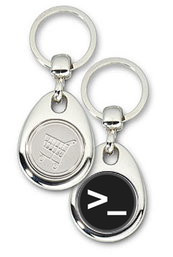 Schlüsselanhänger - Metall - Linux Konsole - Einkaufswagen-Chip